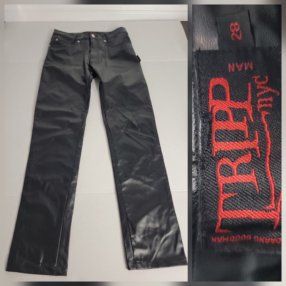 Tripp NYC Daang Goodman Vintage Faux Leather Pants Black Mens 28 Goth Punk PVC